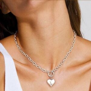 NEW Silver Toggle Clasp Heart Necklace
